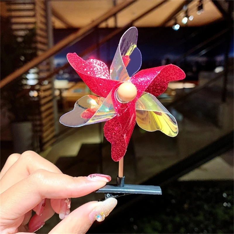 Y2k 90s Aesthetic Colorful Windmill Hairpin for Children Charm Sweet Hair Clip Dropshipping