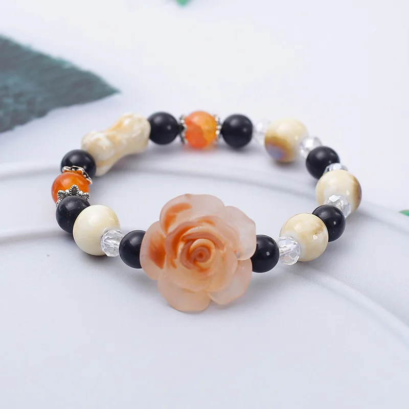 New Camellia Ceramic Bracelet Male and Female Students Children's Accessories Gift Ceramic Jewelry Bracelet