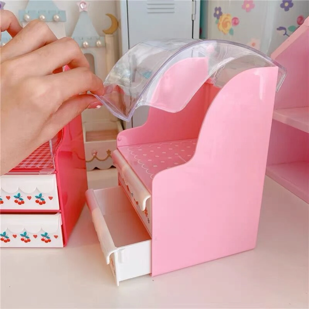 Multi-layer Plastic Desk Organizer, Cosmetic Desktop Drawer, Student Stationery Storage Box, Cute Home Decoration