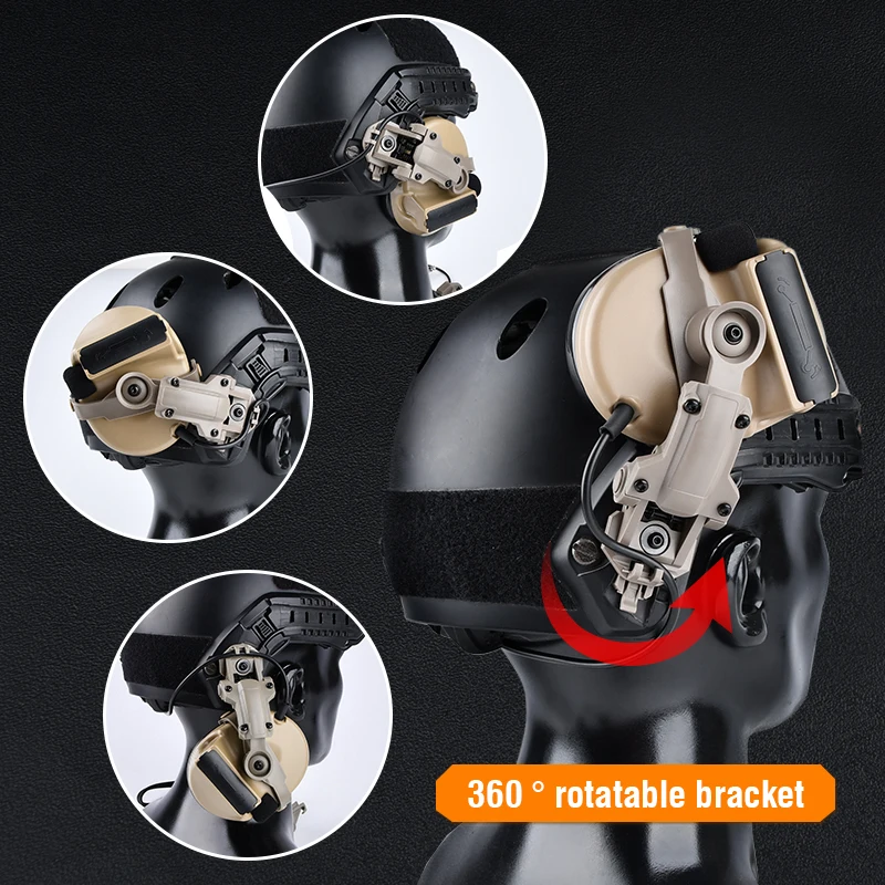 Rotation Helmet Rail Mount For Comtact Sordin Shooting Headphone Fit Wendy ARC Rail Base Adapter Headset Bracket