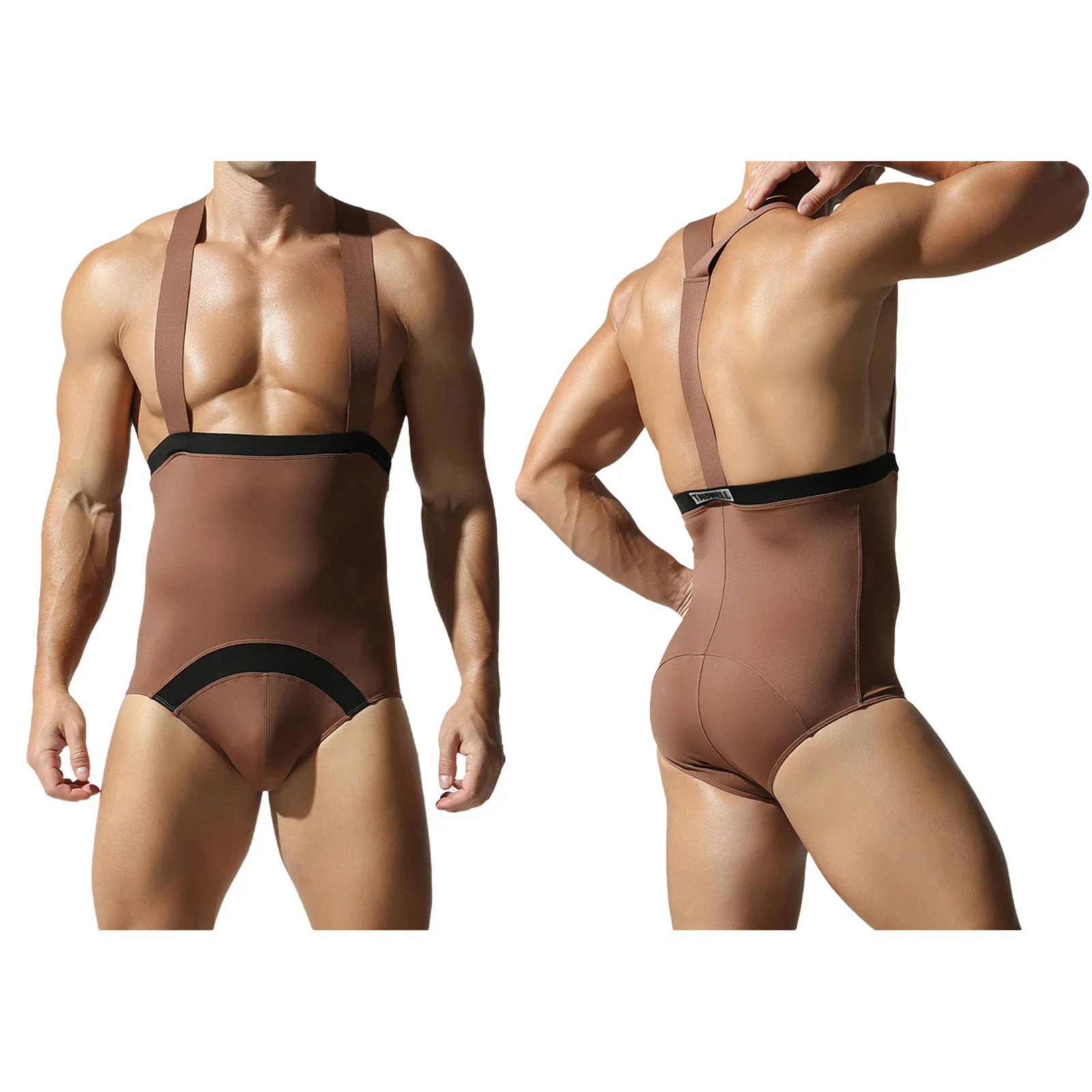 

Men Adults Wrestling Singlet Gym Workout Bodysuit Sleeveless Stretchy High Cut Leotards for Sports Gym Fitness Bodybuilding Wear