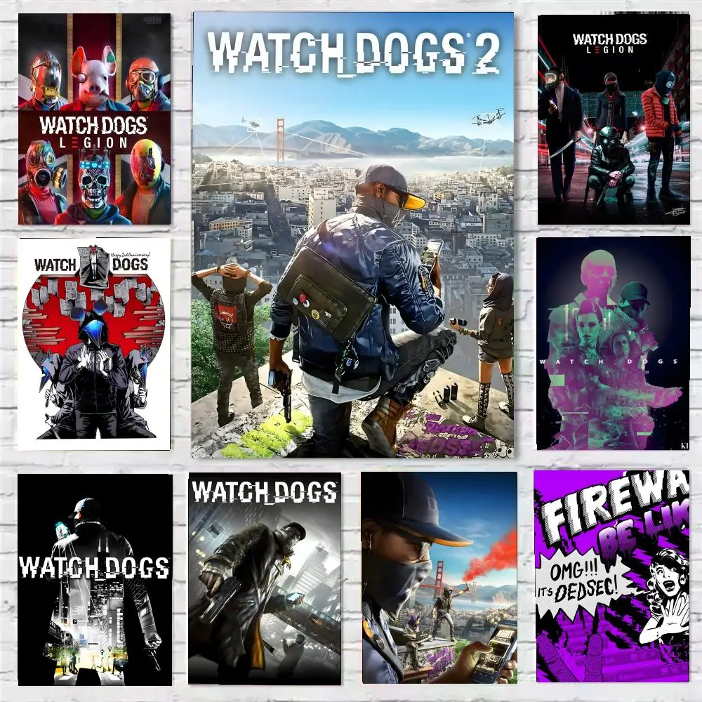 game W-Watch Dogs 2 Poster Wall art print art suitable for living room bedroom bar parlor home decoration gift