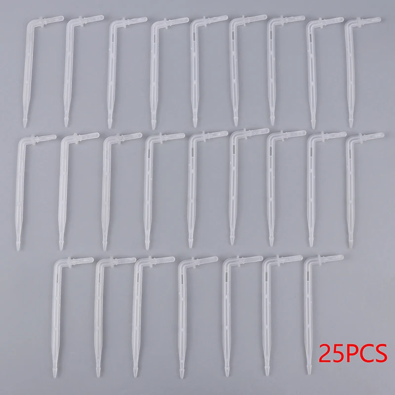 25PCS 4/7mm Transparent Elbow Arrow Drippers Bending 1/4'' Drop Emitter Garden Potted Irrigation Watering Tool Greenhouse