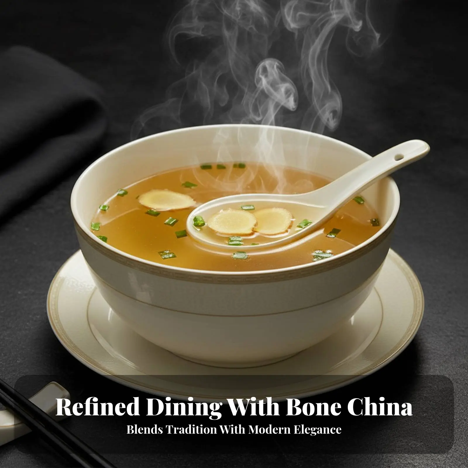 

Jingdezhen Bone China Bowls & Plates Set, Gold Border, Elegant Tableware, Household Gift, Minimalist Design