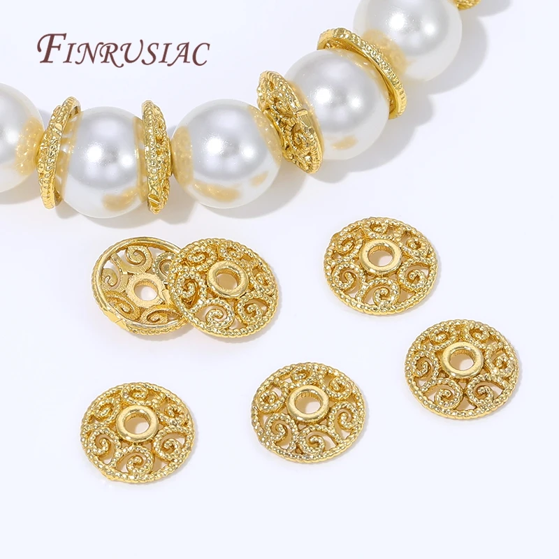 10/20 Stück 18K vergoldete Messing-Perlenkappen, Blumen-Perlenkappen für Schmuckherstellung, DIY-Halsketten- und Armband-Zubehör – Detail 32