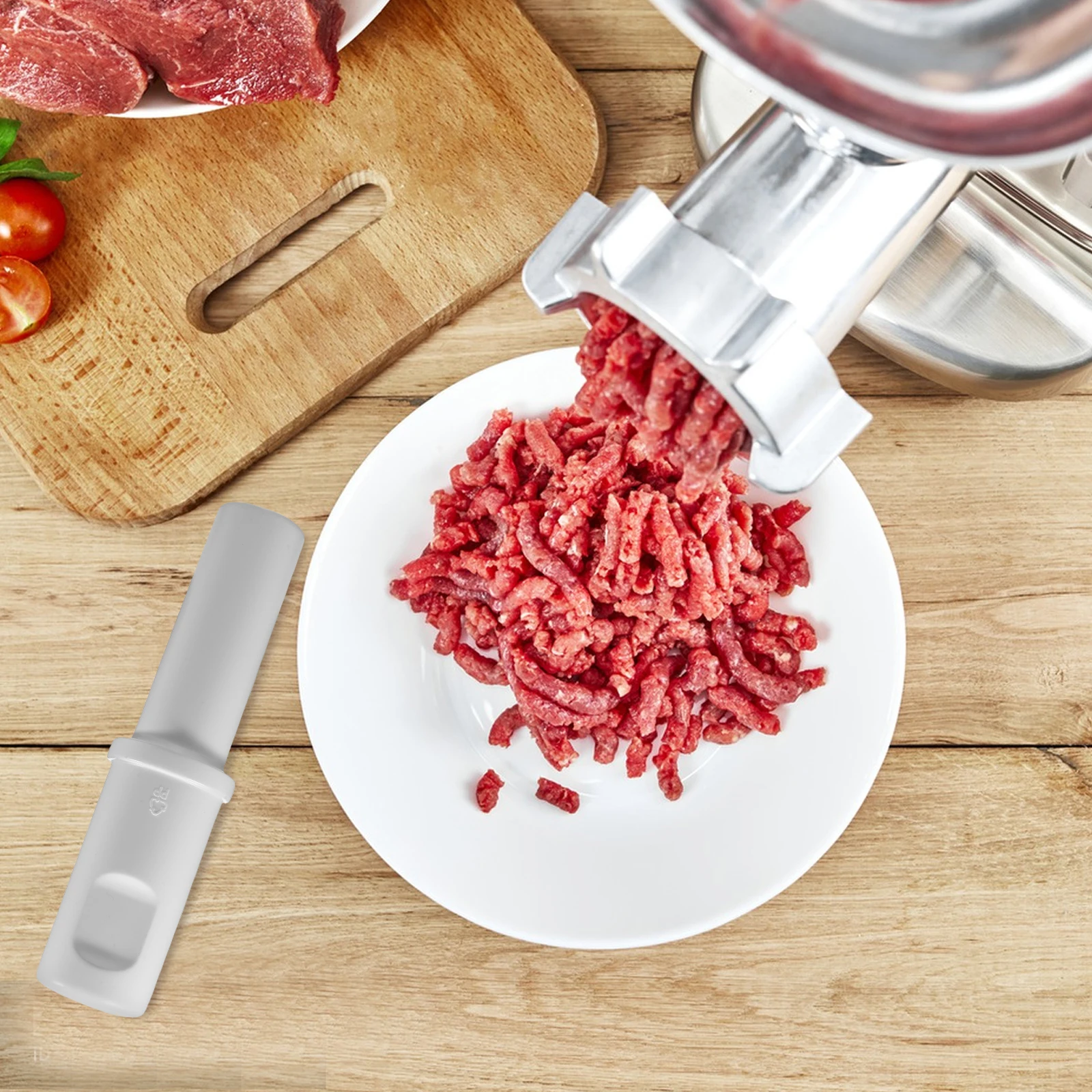 

2Pcs Meat Grinder Pusher Tool Ergonomic Grip Wide Application for Grinding Tamping Various Ingredients Universal Food Tamper