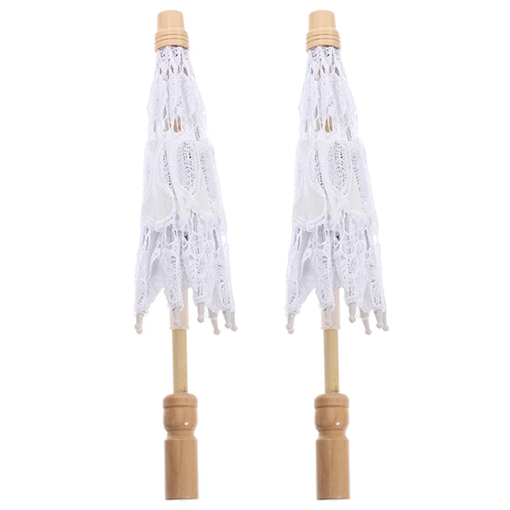 2-delige prop paraplu parasol vintage ornamenten elegant helder voor vrouwen kant bruiloft bruidssluier thee