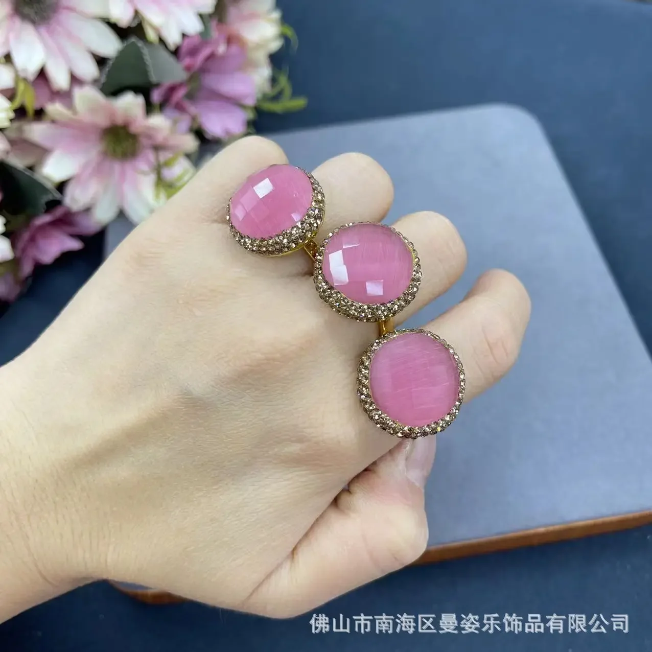 New opal jewelry section flash ring pink control jewelry vintage natural stone niche wholesale