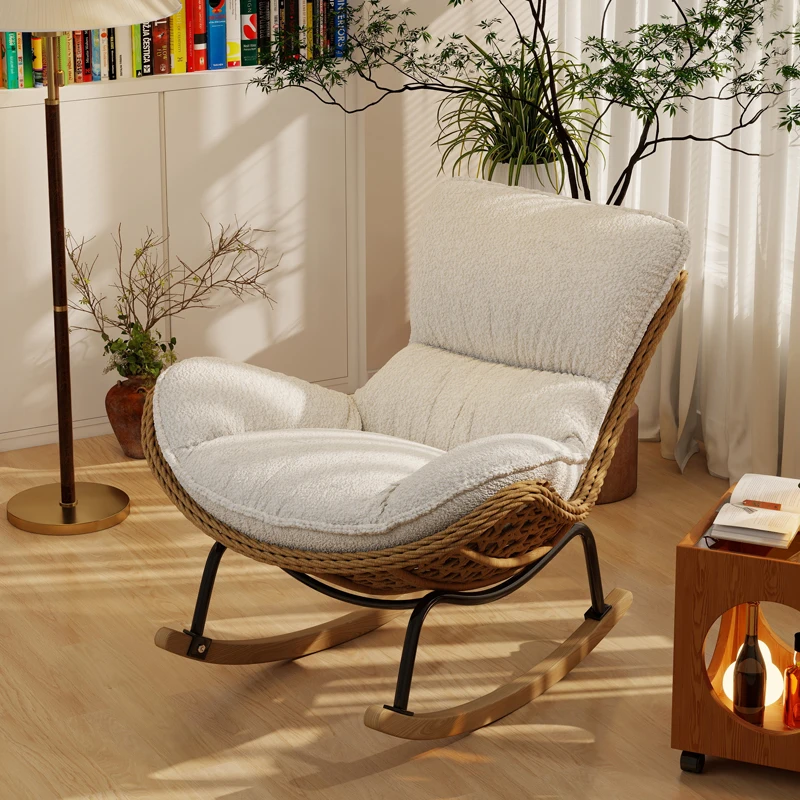 Rocking Chair Adult Home Balcony Leisure Lazy Sofa Living Room Rattan New Recliner
