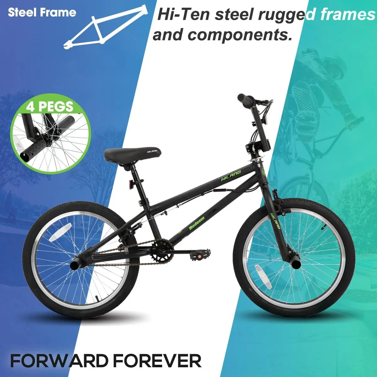 inch Freestyle Kids BMX Bike,Beginner-Level to Advanced Riders with 360 Degree Gyro & 4 Pegs, Kids' Bicycles for Boys,