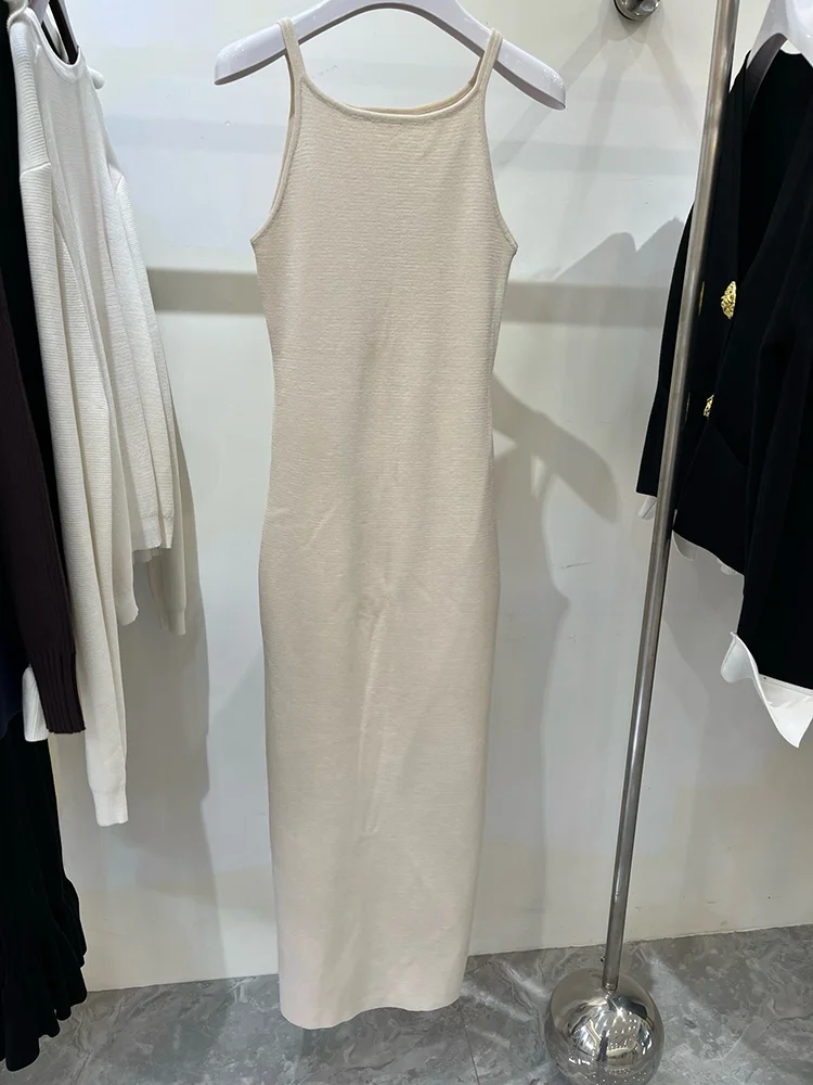 Women's Hollow Knit Bodycon Maxi Dress - High Waist Summer Vacation