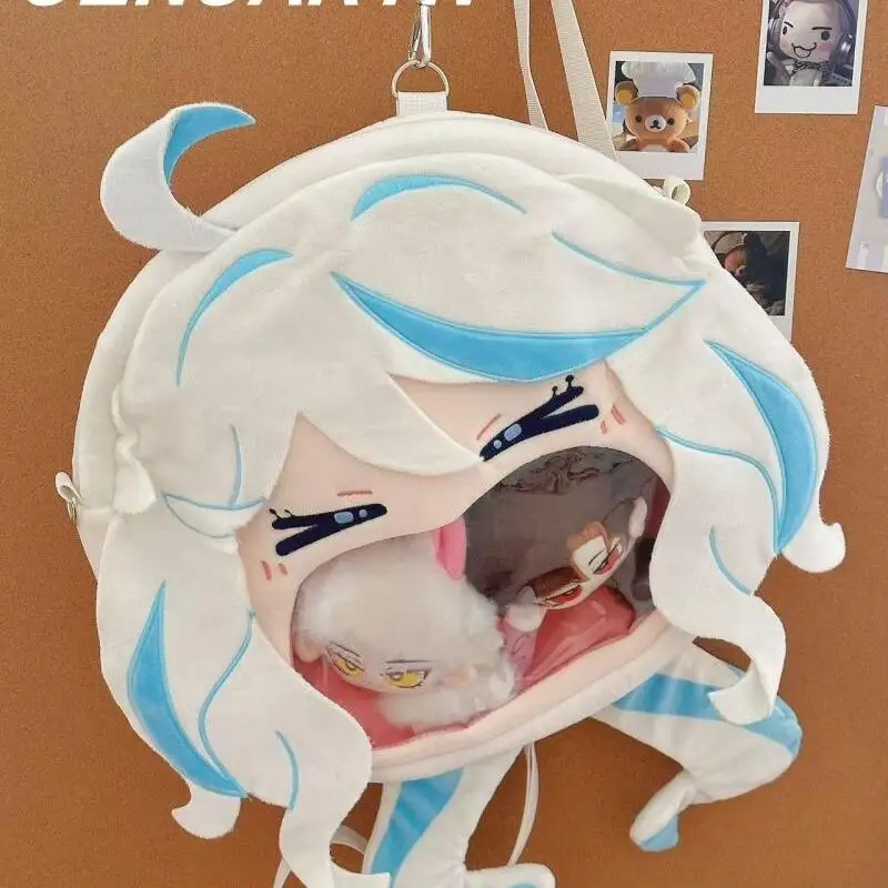 Mihoyo Genshin Impact Furina Pvc Plush Cute Itabag Layer Zipper Buckle Large Capacity Backpack Crossbody Bag Women Men Game Fans - Image 4