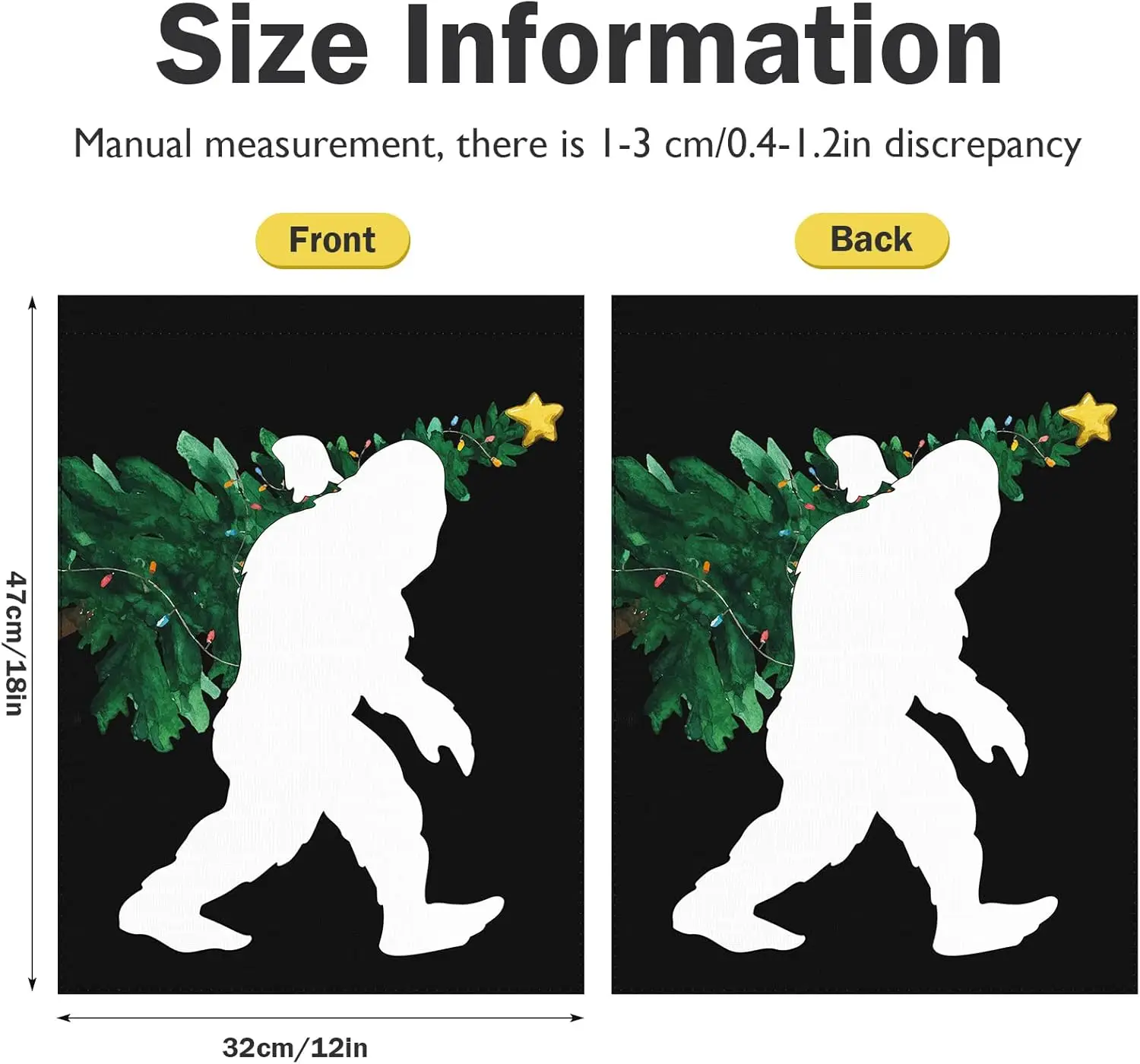 Bigfoot Garden Flag Bigfoot Sasquatch Double Sided Yard Flag Decoration Holiday Outdoor Flag Decor, 18 x 12 Inch(Christmas T yyi
