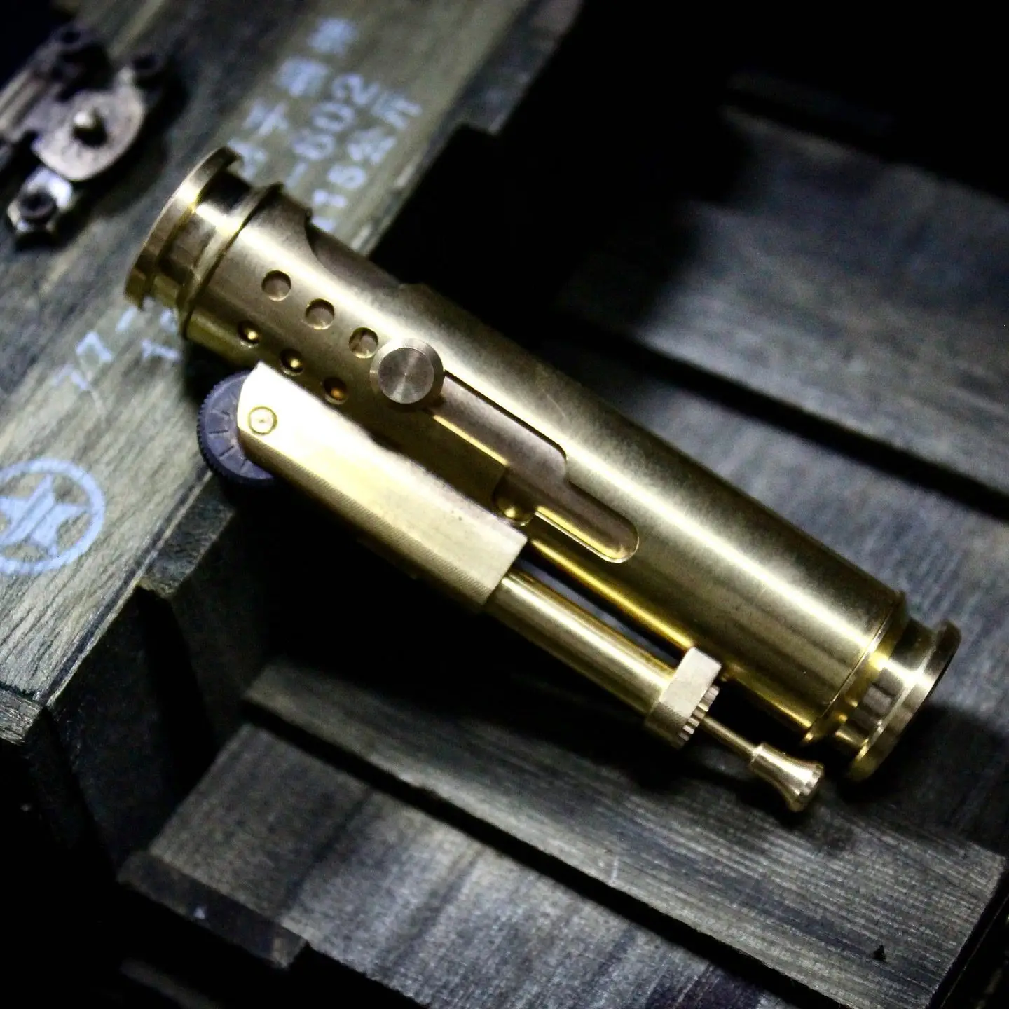 Retro Outdoor Portable EDC Camping Hiking Trench Brass AK Model Lighter Tool
