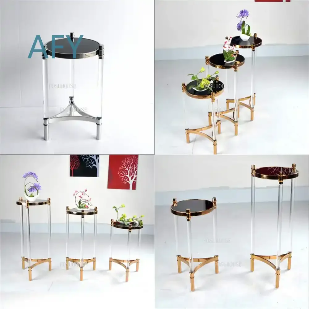 Modern Acrylic Flower Pot Stand for Living Room Indoor Balcony Hotel Office Cafe Floor Plant Shelf High Flower Rack Furniture