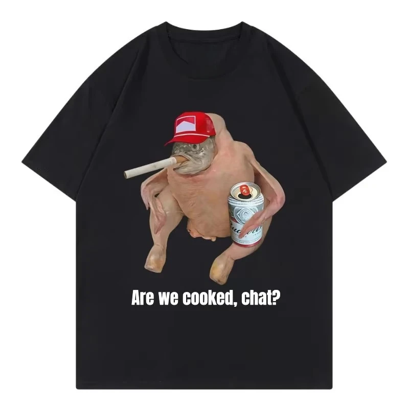 Are We Cooked Chat? Funny Meme Fish Printed T-shirt Fashion Short Sleeve T-shirts Women Clothing Casual Summer Clothing