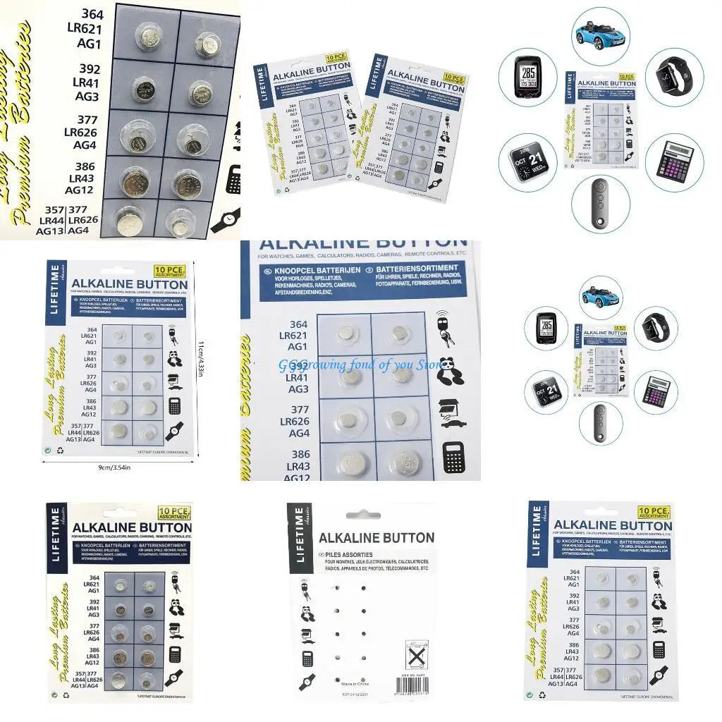 

H9EB 10pcs Alkaline Coin Batteries AG4 Button Battteries Suitable for Digital Devices