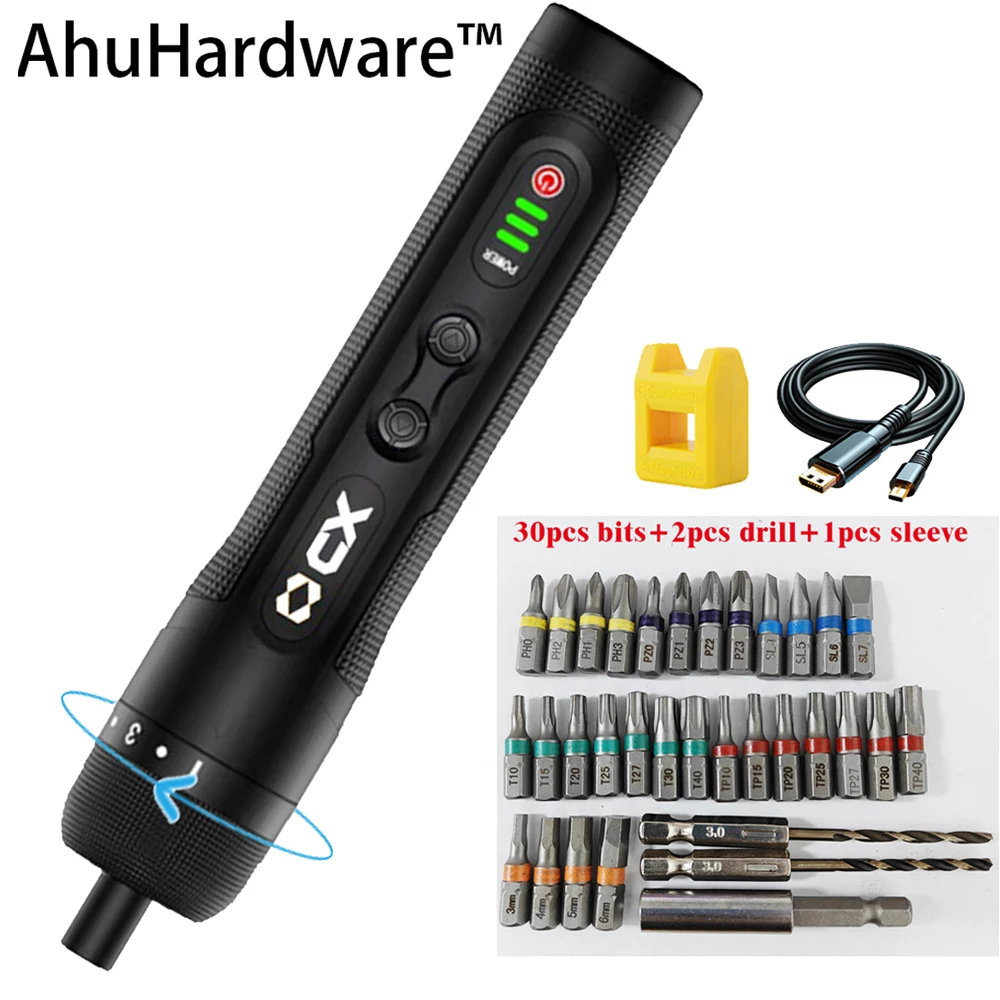 

AhuHardware 3,6 В Мини-набор электрических отверток Умная беспроводная электрическая отвертка USB Перезаряжаемая ручка 2/30 бит Набор