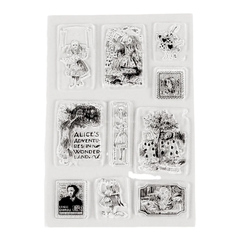 Alice in Wonderland silicone stamp diy stamps scrapbooking postcard cards handmade decorative stamps craft supplies