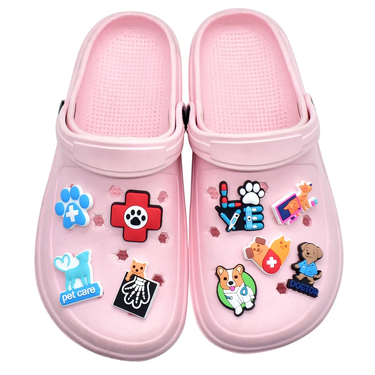 18pcs Pet Medical Series Shoes Charms DIY Shoe Decoration Accessories Bubble Slides Clog Sandals Shoe Buckle Friend Party Gift