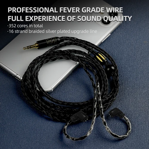 Imagen 2 del producto El cable ND 3,5 plateado para auriculares negros de 8 hebras es adecuado para KZ CCA ZVX ZSN ASX ZS10 ZEX AS16 EDXPRO X ZSX ZAX Castor