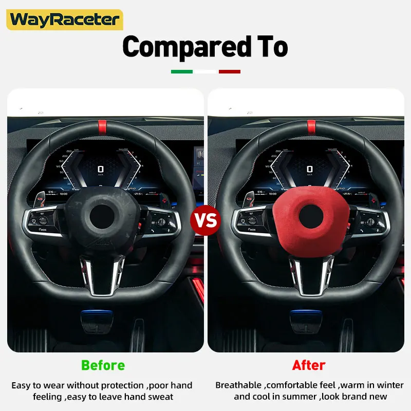 Super Top Italian Suede Car Steering Wheel Airbag Trim Cover For BMW X3 G45 2026 2025 2024 M Performance Accessories