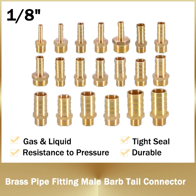 

1Pcs Brass Pipe Fitting 4/6/8/10/12mm Hose Barb Tail 1/8" BSP Male Connector Joint Copper Coupler Adapter