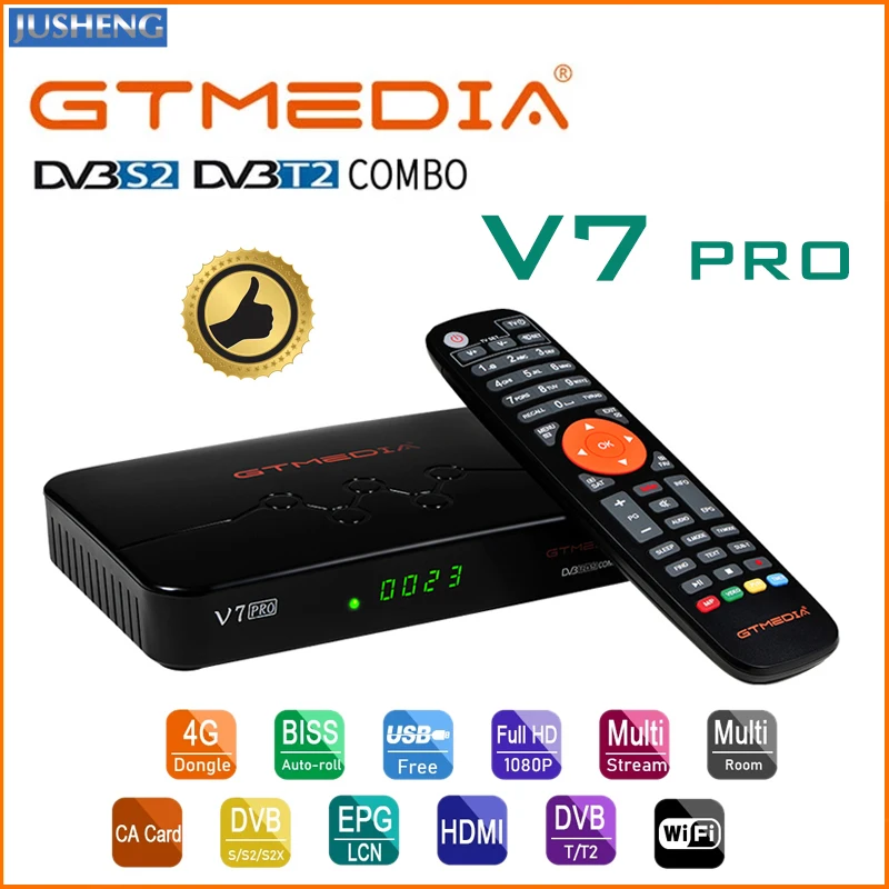 

GTmedia V7 PRO Combo Dvb-T2/S2 Satellite Receiver (USB Wifi) Suport H.265 PowerVu Biss Key Ccam Newam Yout 1080P Full HD