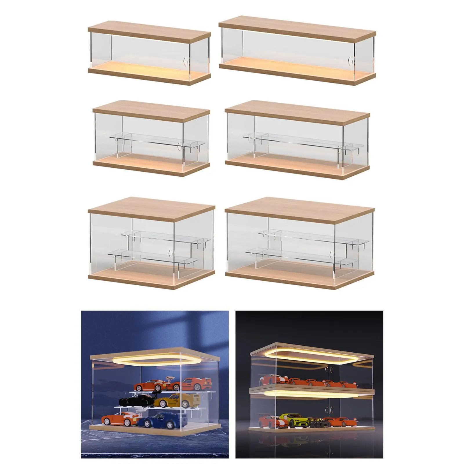 1/64 Scale Diecast Model Car Display Case,with LED Lights,Acrylic Display