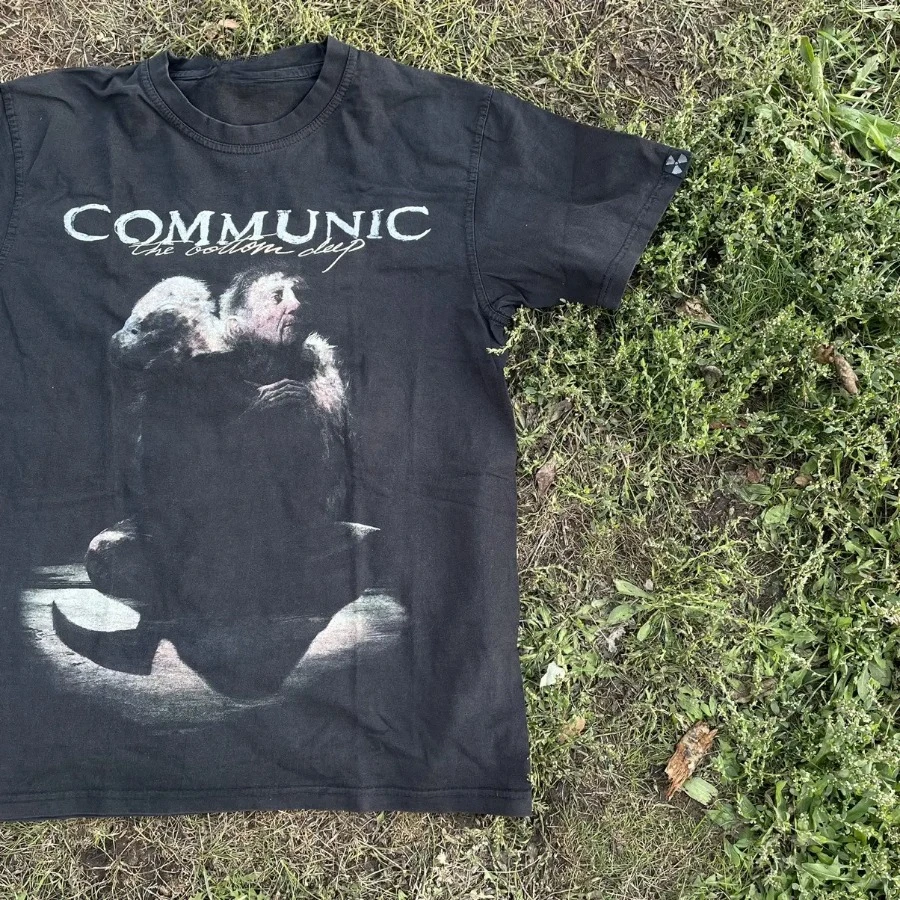 Vintage Y2K Communic Graphic Tee Dark Horror Grunge Boxy Short Sleeve O-Neck Casual Street Fashion Tee  Men Women Daily Wear