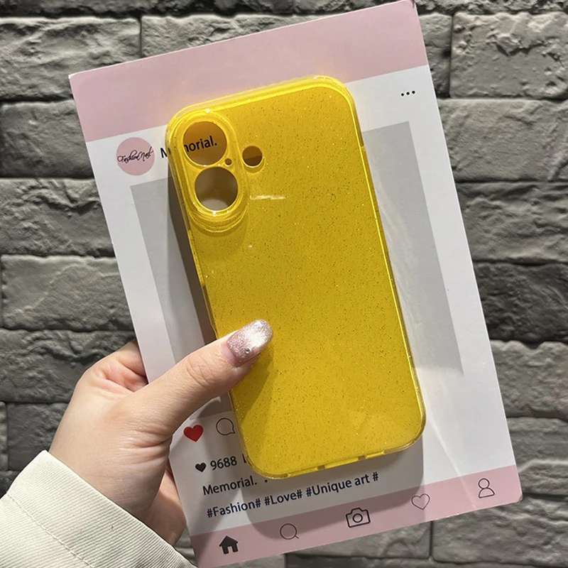 Helle fluorschlange gelbe Glitzer-Handyhülle für iPhone 17, 16, 15, 13, 14, 12, 11 Pro Max, 16e XS XR X 7 8 Plus SE, weiche Silikonhülle – Detail 11