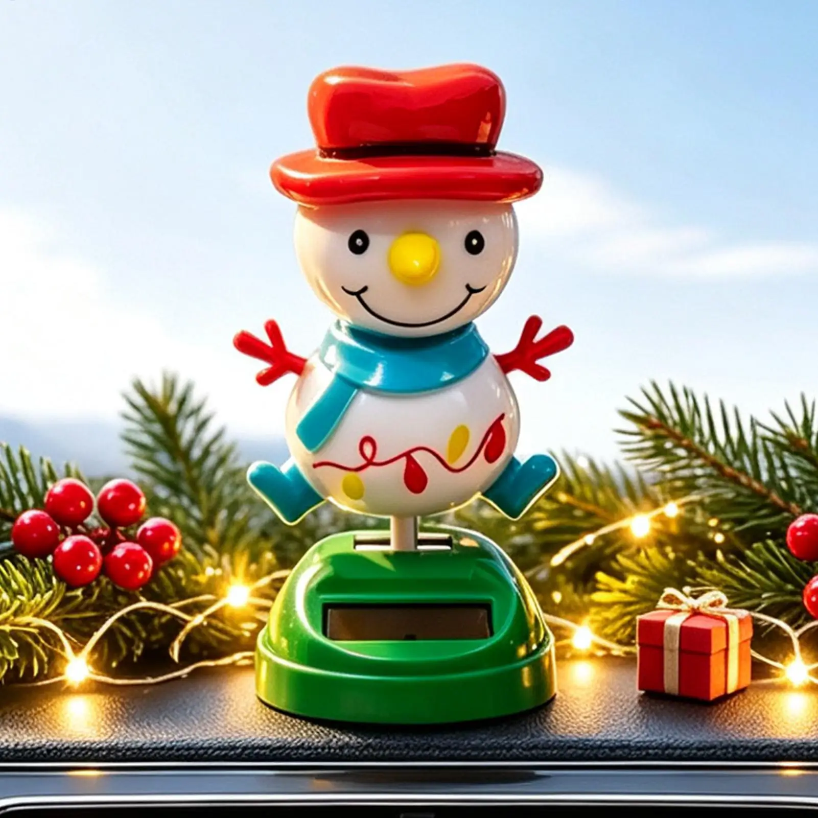 Solar Dancing Figurines Cute Solar Powered Christmas Snowman Statue Dancing Desk Topper Holiday Travel Car Desk Home Birthday