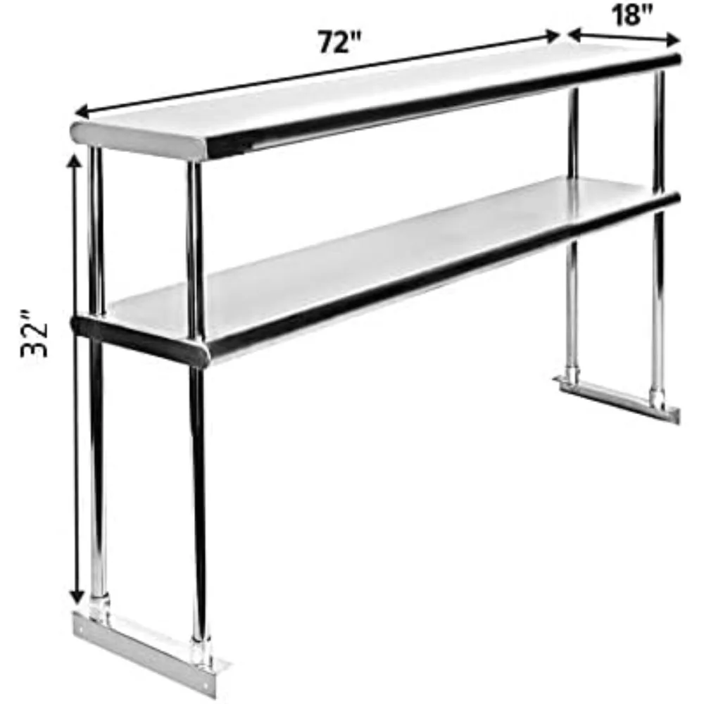 

NSF Certified 18 Gauge Heavy Duty Stainless Steel Double overshelf for Kitchens, Utility Rooms, Storage, Offices & Home