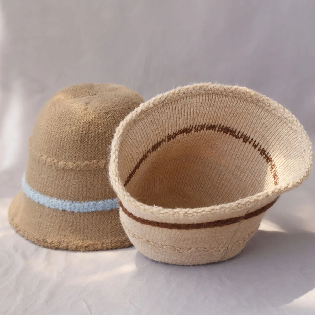 2025 شريط الصوف محبوك قبعة صياد للنساء في الخريف والشتاء قبعة بحافة لدفء الشتاء ، قبعة حوض الصوفية متعددة الاستخدامات #6