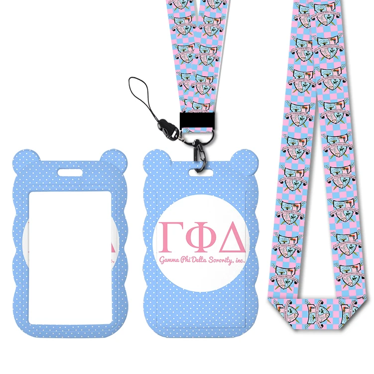 Sorority Gamma Phi Designs Lanyards ID Badge Holder Strap Work Card Bus Access Card Holder Keychains Accessories