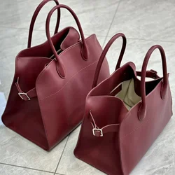 Burgundy Red Margaux 12 15 Women Ultra Soft Real Leather Designer Handbag Female Purse Large Capacity Luxury Tote Bag Girls