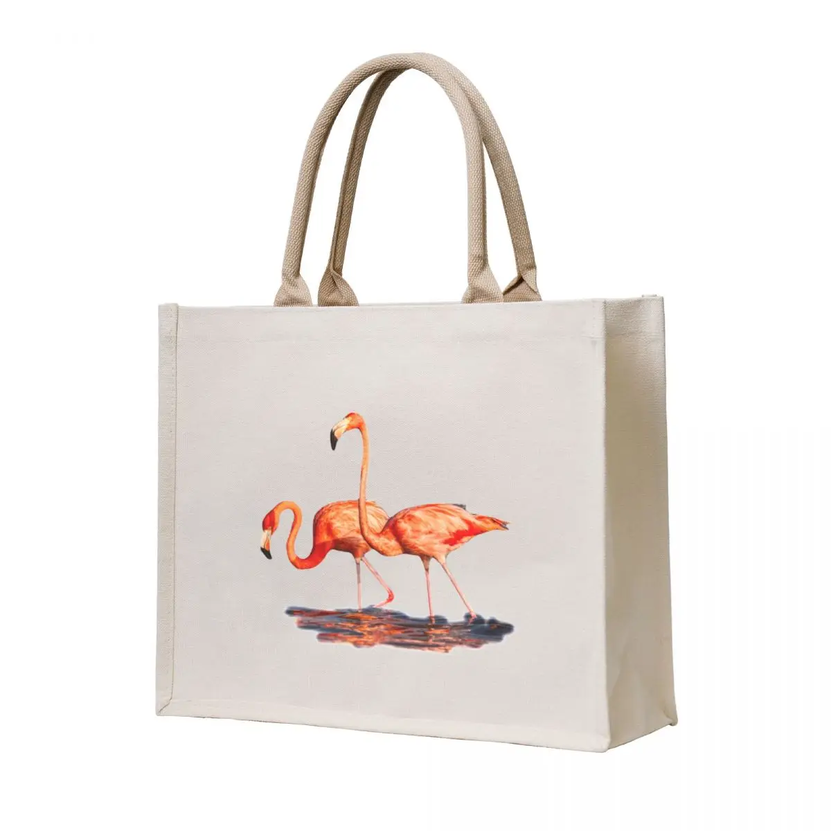 

Pink Flamingos reflecting on water Tote Bag large size bags shopping bag logo custom tote bag shopping bags foldable