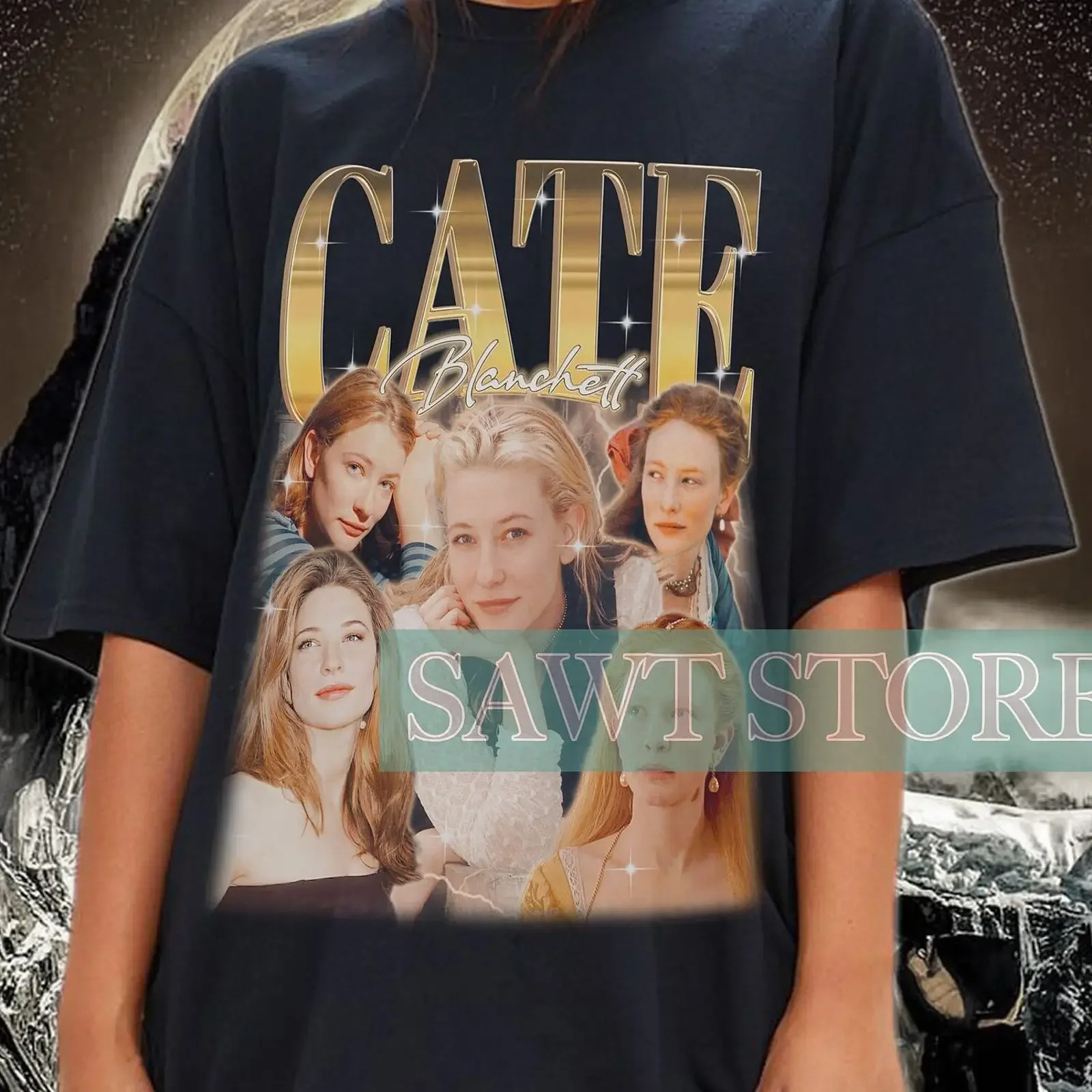 Vintage Cate Blanchett Homage T Shirt Australian Actress Retro Casual Merch for Fans vintage Washed Top For Everyday Wear