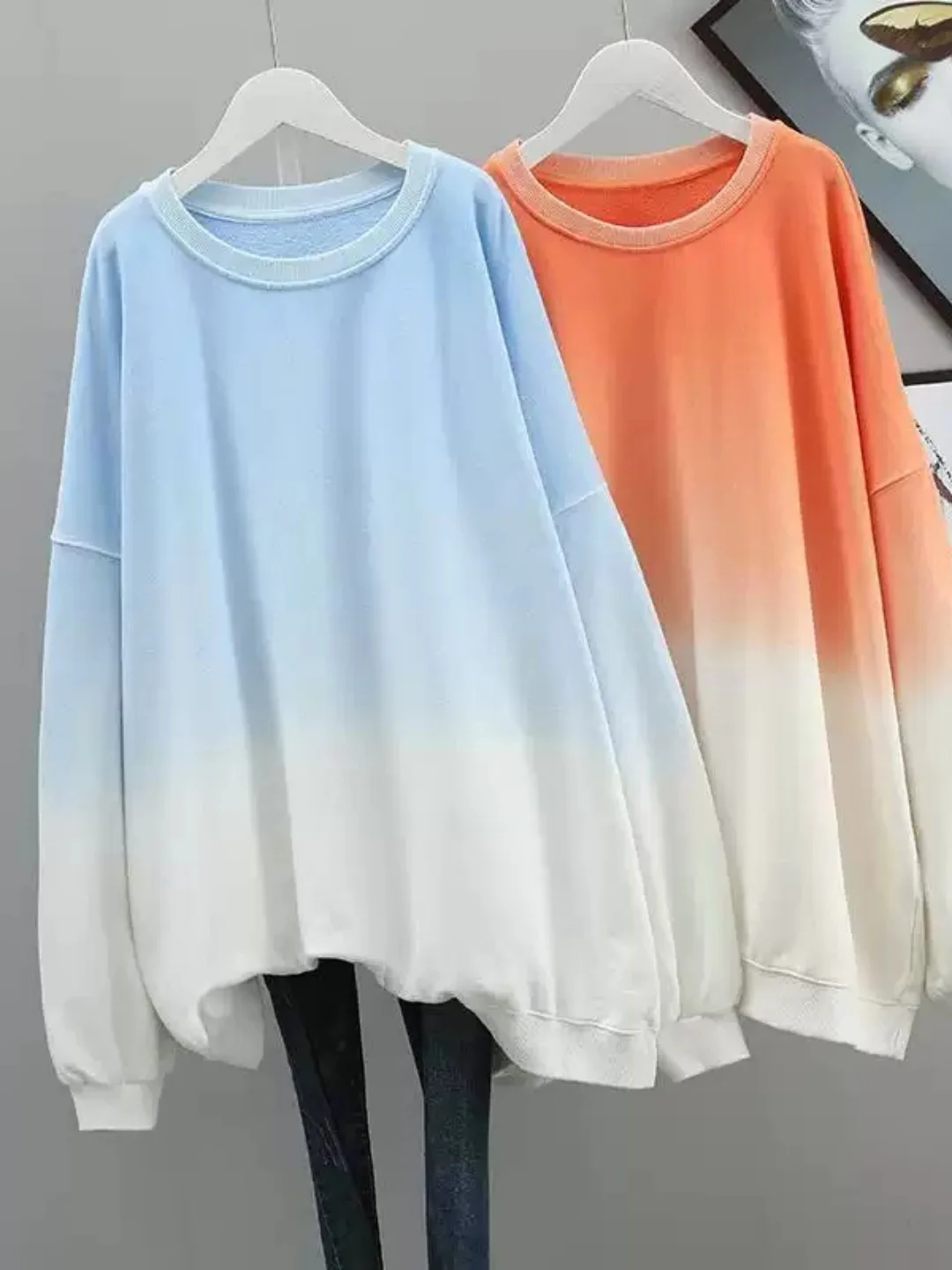 Loose Fit Gradient Dyed Sweatshirt plus Size Casual Comfortable Belly Covering Slimming Large Size Top for plus Size Women