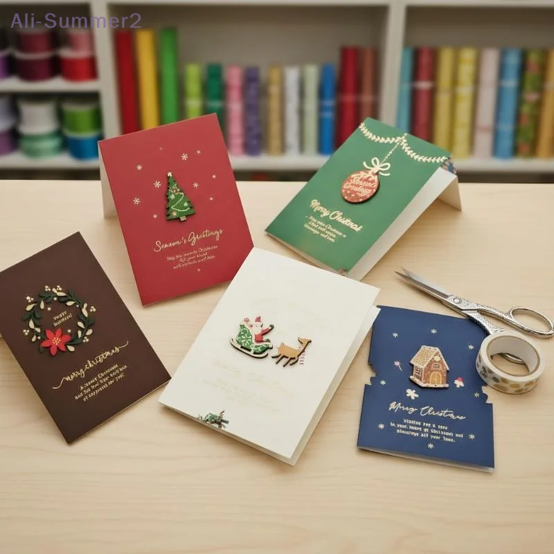 مجموعة بطاقات عيد ميلاد سعيد مع مغلف رغبات السنة الجديدة هدايا عيد الميلاد بطاقات بريدية تزيينية لعيد الميلاد لعيد الميلاد 2026 #3