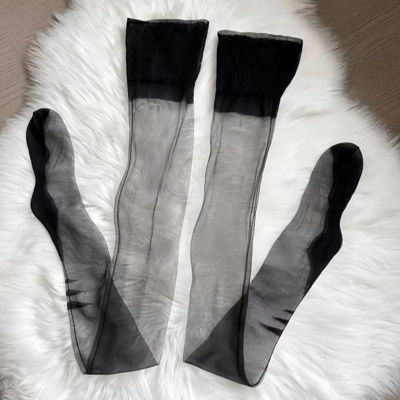 3 Paar Großhandel Overknee-Strümpfe L XL Übergröße Rückenlinie Durchsichtig Nicht-elastisches Nylon Lange Strümpfe mit Fußform