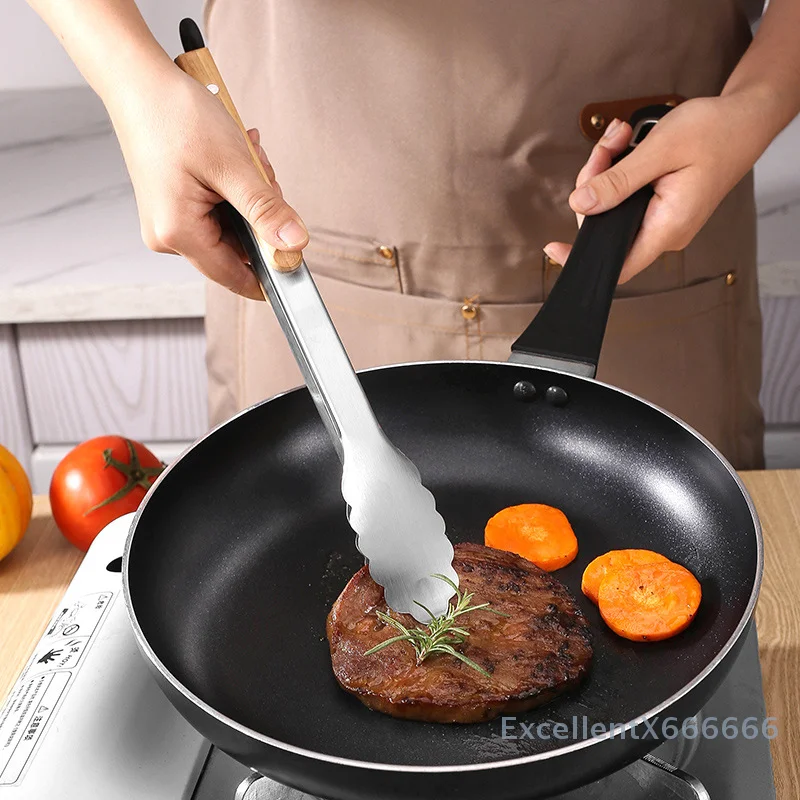 

Premium Metal Kitchen Tongs For Cooking - Heat Resistant Stainless Steel Tongs With Comfortable Wooden Grips