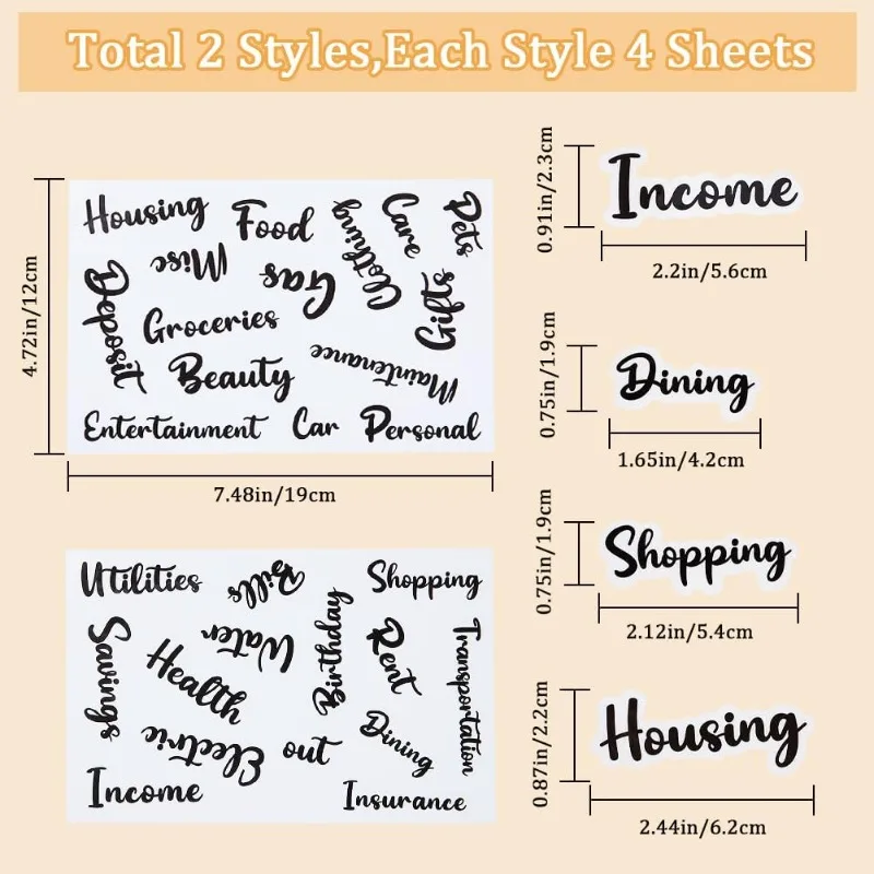 116Pcs Cash Envelope Labels Stickers A6 Budget Binder Labels Black Words Money Organizer Category Letter Stickers