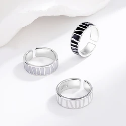 Drop Glaze Enamel Geometric Creativity INS Hot Sale Silver Color Resizable Opening Ring For Women Fashion Jewelry