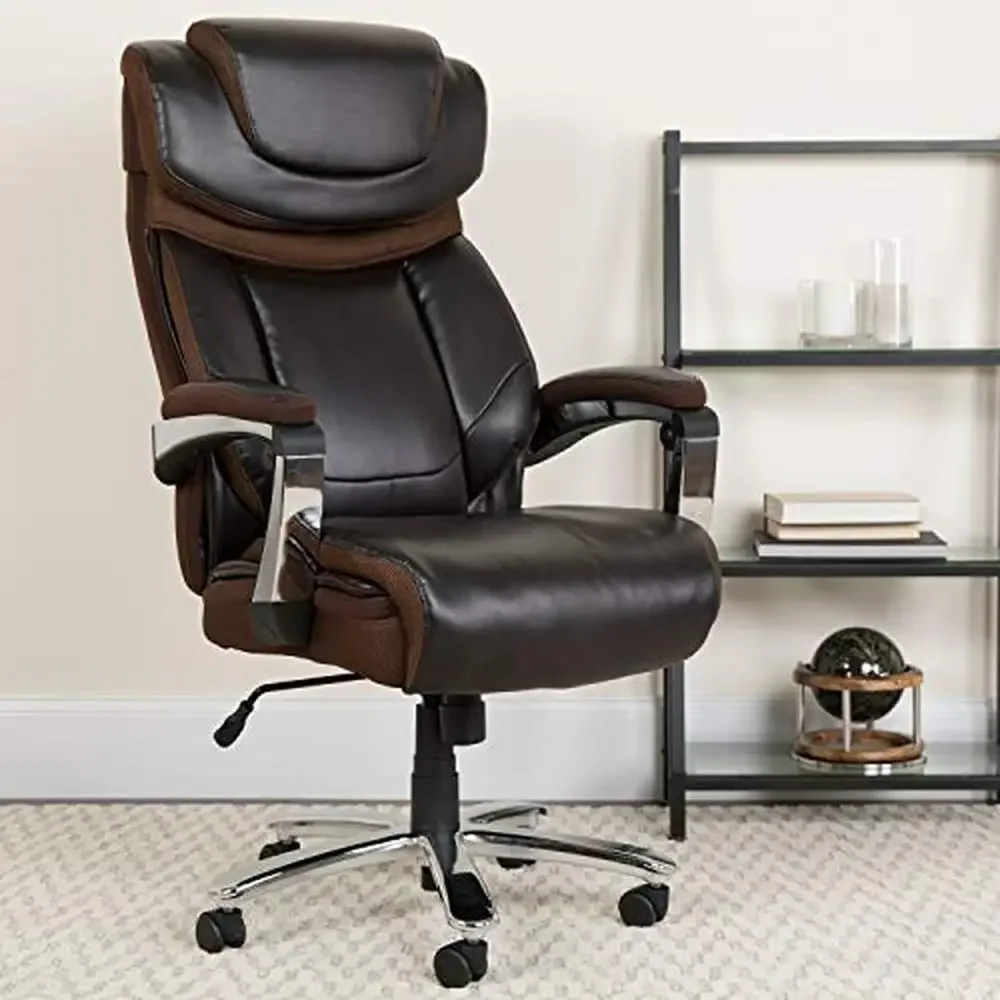 High-Back LeatherSwivel Office Chair-Adjustable Height & Headrest-Ergonomic Executive Seating-Pressure-Relieving Comfort-360°