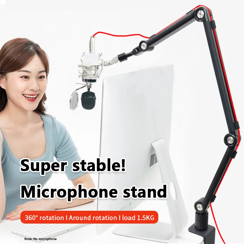 

Professional studio microphone stand adjustable metal boom arm for overhead recording portable 360 degree rotation