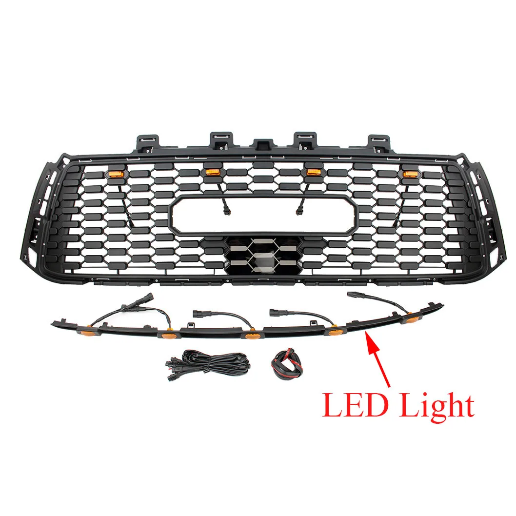 Front Racing Facelift Radiator Grilles Upper Bumper Grill For Toyota TUNDRA  2006-2013 With LED light