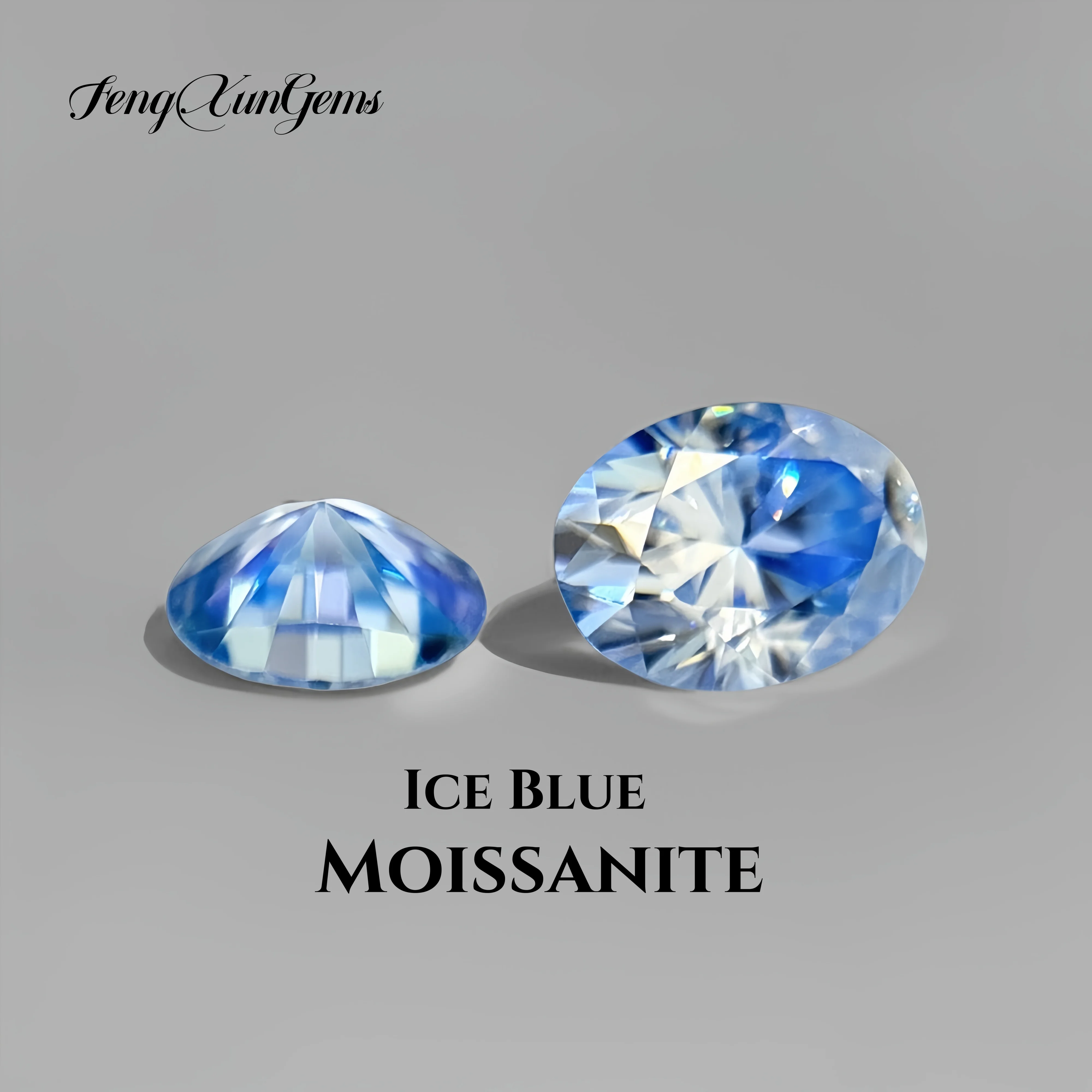 

Wholesale Loose Moissanite Stones 3x4mm-10x14mm Oval Ice Blue Shining Gemstone for inlay Fine Jewelry with GRA Certificate