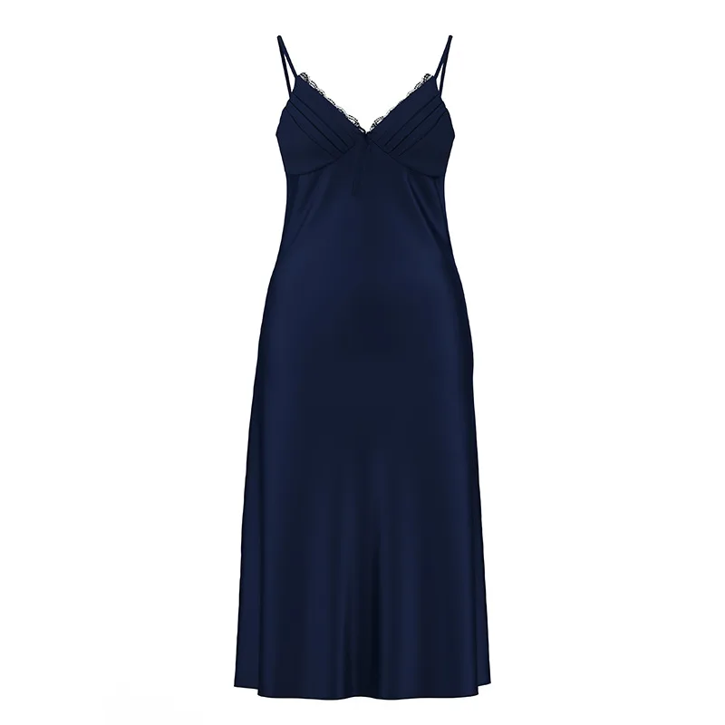 ชุดนอนผ้าไหมเซ็กซี่ใส่สบายแบบไม่มีแขนสำหรับผู้หญิง ชุดนอนฤดูร้อนแบบยาวผ่าข้างผูกโบว์ ชุดนอนใส่ในบ้าน รุ่น CQ311