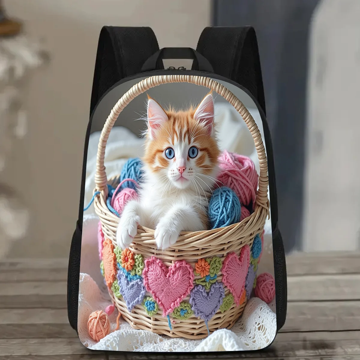 

Kitten Backpack, Large Capacity 17 Inch Casual Backpack Laptop Bag with Water Bottle Holder - Lightweight Durable School